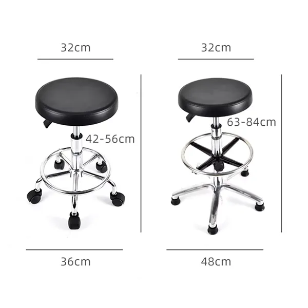 MatMeas 32cm PU Lab Stool – Adjustable Height Swivel Laboratory Chair with Footrest — 1