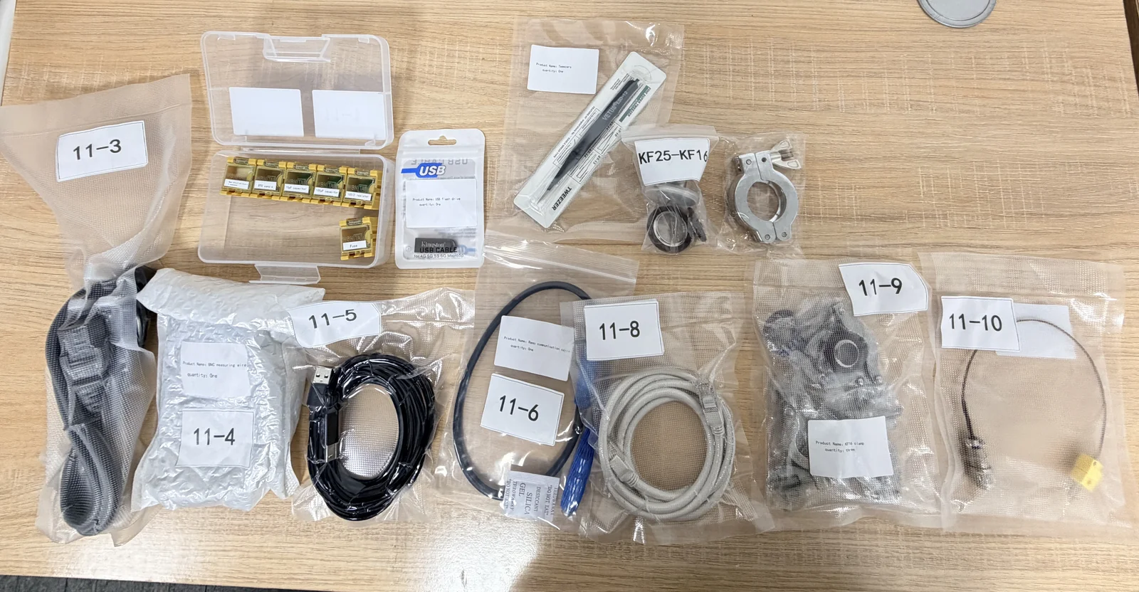 Complete set of high-temperature coaxial cables, BNC leads, and KF16 corrugated tube