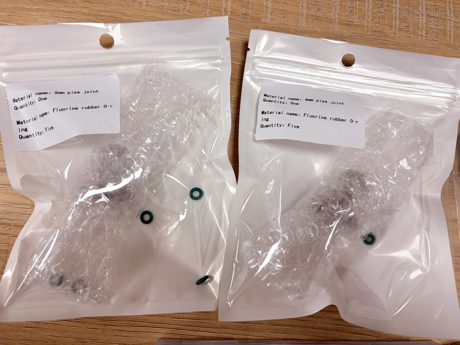 4VC and 5VC tube connector packages individually labeled