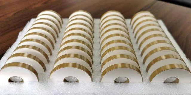 Precision sintered functional ceramic ring specimens with metallic electrodes ready for dielectric evaluation