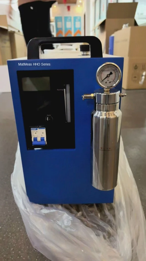 MatMeas HHO Series water electrolysis flame generator front panel with pressure gauge and flashback arrestor