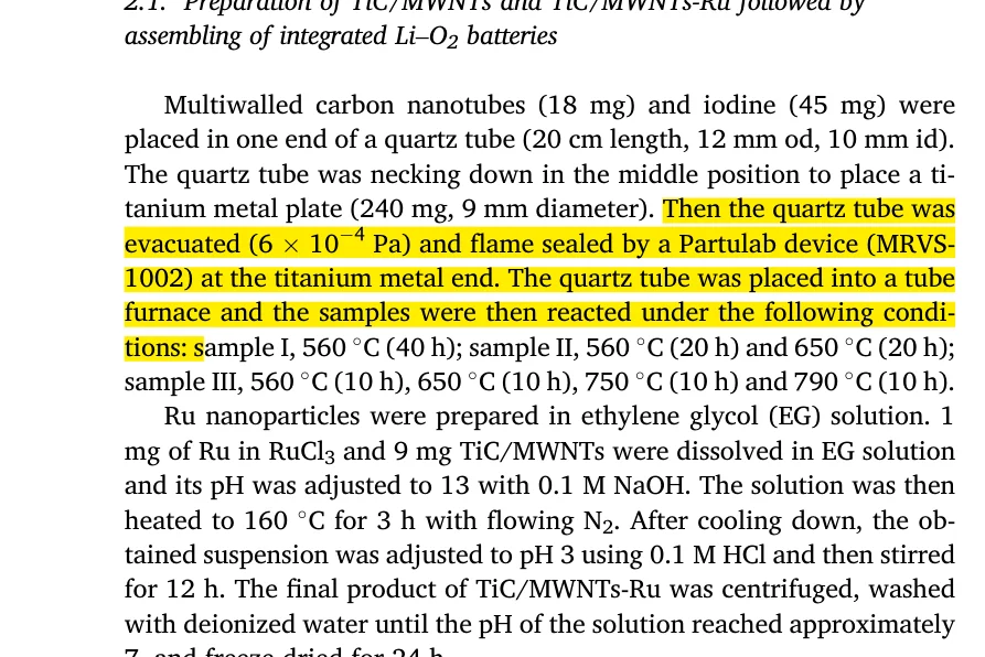 Energy Storage Materials paper mentioning MatMeas MRVS-1002 vacuum sealer for battery material synthesis